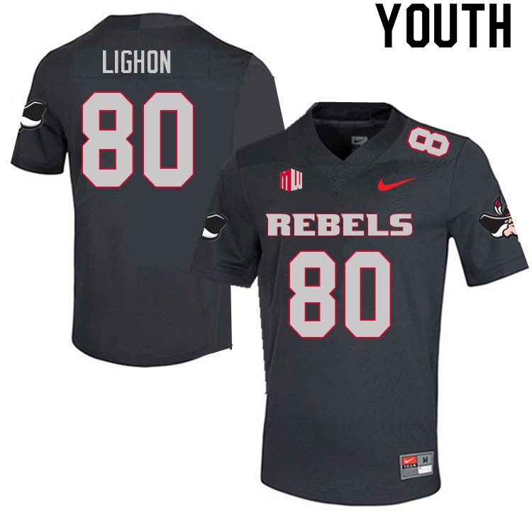 Youth #80 Brye Lighon UNLV Rebels College Football Jerseys Sale-Charcoal - Click Image to Close